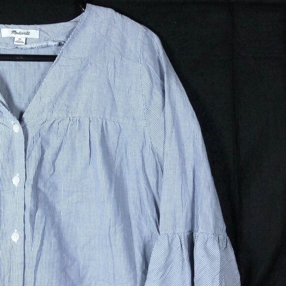 Madewell Womens Shirt Blue White Veranda Bell Sleeve Button Down XS - Picture 5 of 12
